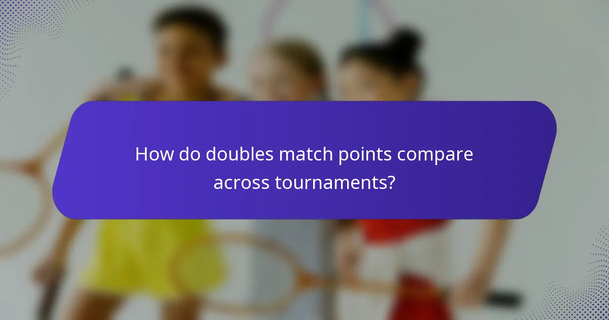 How do doubles match points compare across tournaments?
