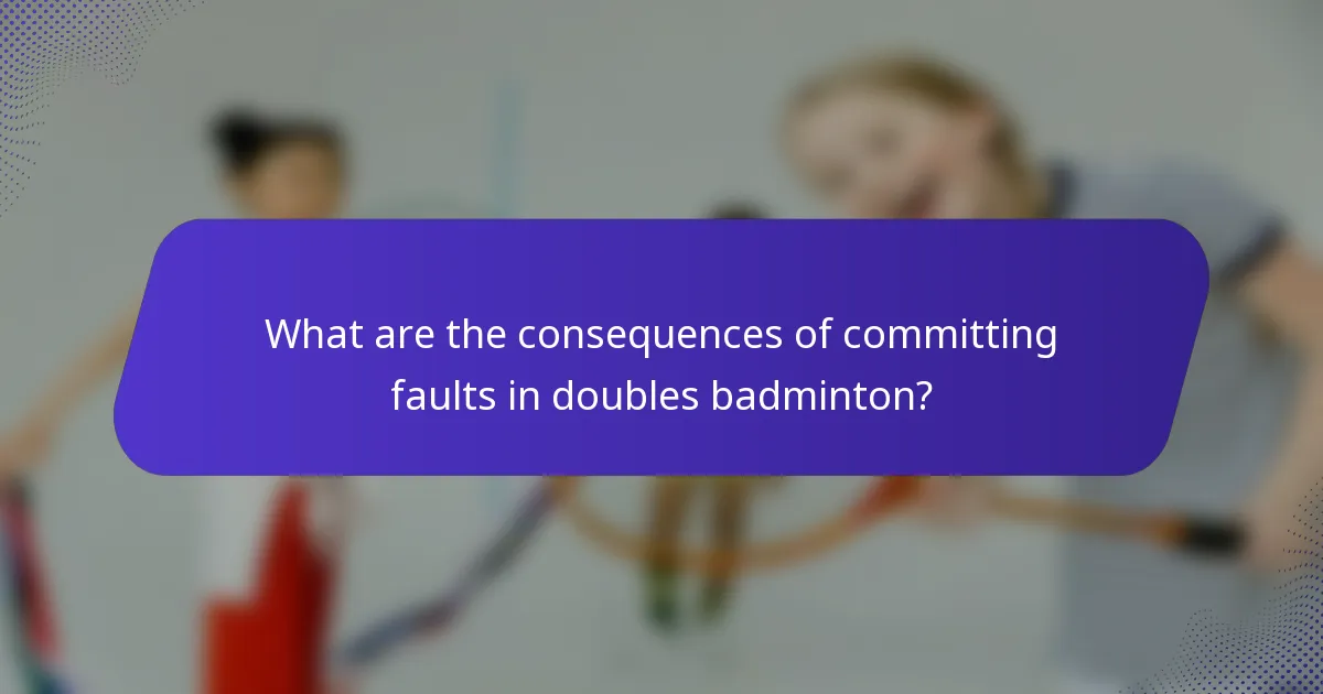 What are the consequences of committing faults in doubles badminton?